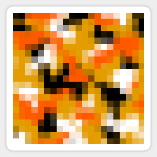 Original Pixelated Orange Retro Style Camouflage Design Sticker